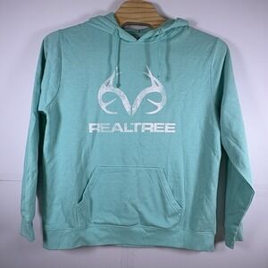 Realtree Fleece Hoodie Womens Teal Green Long Sleeve Hunting Sweatshirt Sz‎ XL
